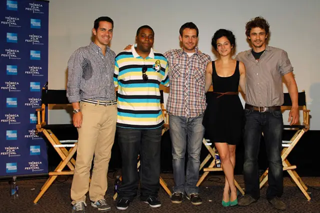 Franco with then-SNL castmates Jenny Slate, Will Forte, and Kenan Thompson at a TriBeCa Film Festival screening in 2010
